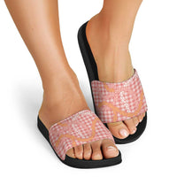 Pink Tropical Floral Palaka Slide Sandals Hawaiian Quilt Pattern LT9 - Polynesian Pride