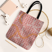 Pink Tropical Floral Palaka Tote Bag Hawaiian Quilt Pattern LT9 Black Strap One Size Pink - Polynesian Pride
