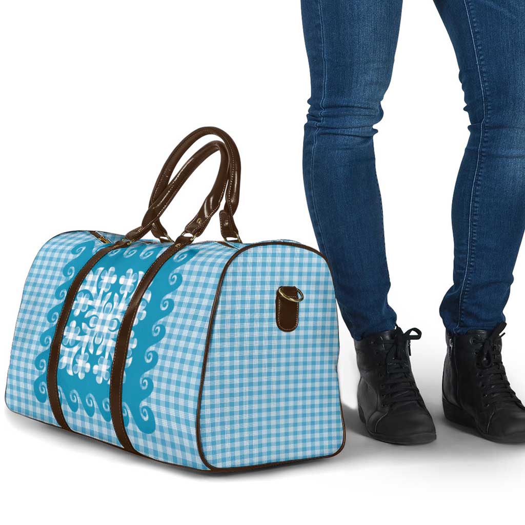 Blue Ulu Palaka Quilt Pattern Travel Bag Hawaii Culture Breadfruit LT9 - Polynesian Pride