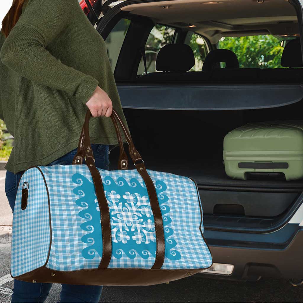 Blue Ulu Palaka Quilt Pattern Travel Bag Hawaii Culture Breadfruit LT9 - Polynesian Pride