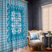 Blue Ulu Palaka Quilt Pattern Window Curtain Hawaii Culture Breadfruit LT9 - Polynesian Pride
