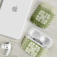 Green Ulu Palaka Quilt Pattern AirPods Case Hawaii Culture Breadfruit LT9 - Polynesian Pride
