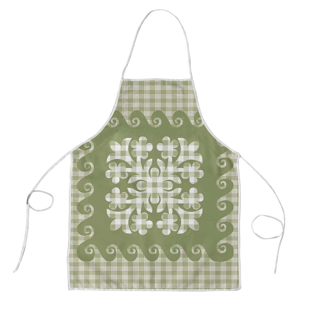 Green Ulu Palaka Quilt Pattern Apron Hawaii Culture Breadfruit LT9 Green - Polynesian Pride