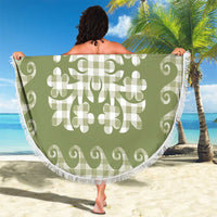 Green Ulu Palaka Quilt Pattern Beach Blanket Hawaii Culture Breadfruit LT9 - Polynesian Pride