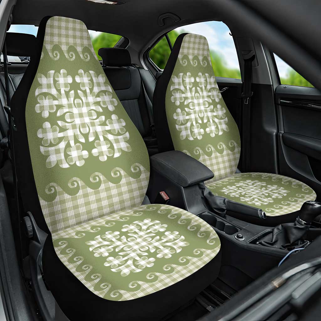 Green Ulu Palaka Quilt Pattern Car Seat Cover Hawaii Culture Breadfruit LT9 One Size Green - Polynesian Pride
