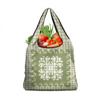 Green Ulu Palaka Quilt Pattern Grocery Bag Hawaii Culture Breadfruit LT9 1-pack One Size Green - Polynesian Pride