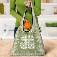 Green Ulu Palaka Quilt Pattern Grocery Bag Hawaii Culture Breadfruit LT9 - Polynesian Pride