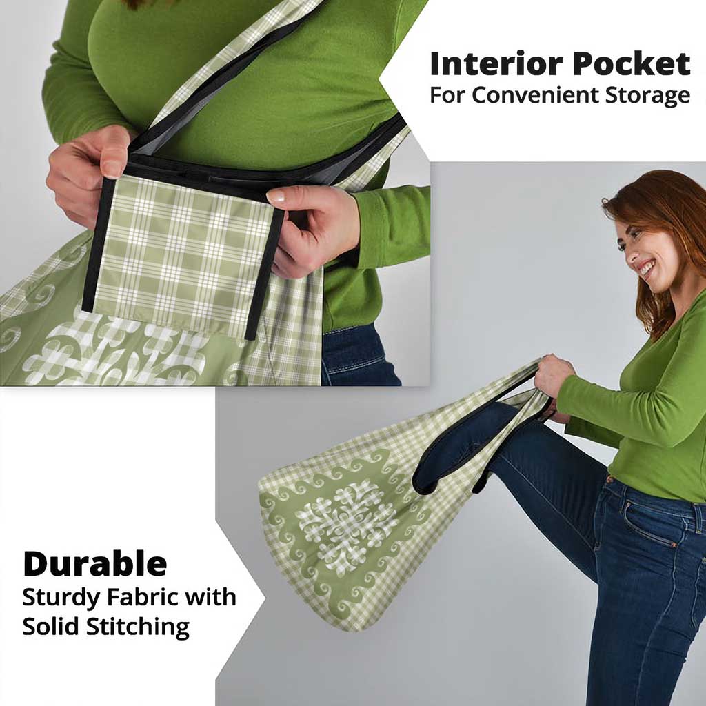 Green Ulu Palaka Quilt Pattern Grocery Bag Hawaii Culture Breadfruit LT9 - Polynesian Pride