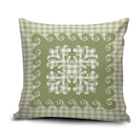 Green Ulu Palaka Quilt Pattern Pillow Cover Hawaii Culture Breadfruit LT9 Green - Polynesian Pride