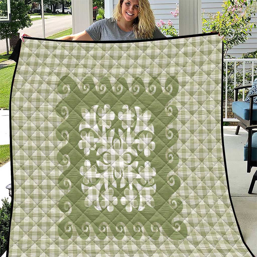 Green Ulu Palaka Quilt Pattern Quilt Hawaii Culture Breadfruit LT9 Green - Polynesian Pride