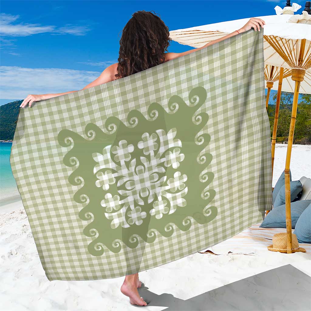 Green Ulu Palaka Quilt Pattern Sarong Hawaii Culture Breadfruit LT9 One Size 44 x 66 inches Green - Polynesian Pride