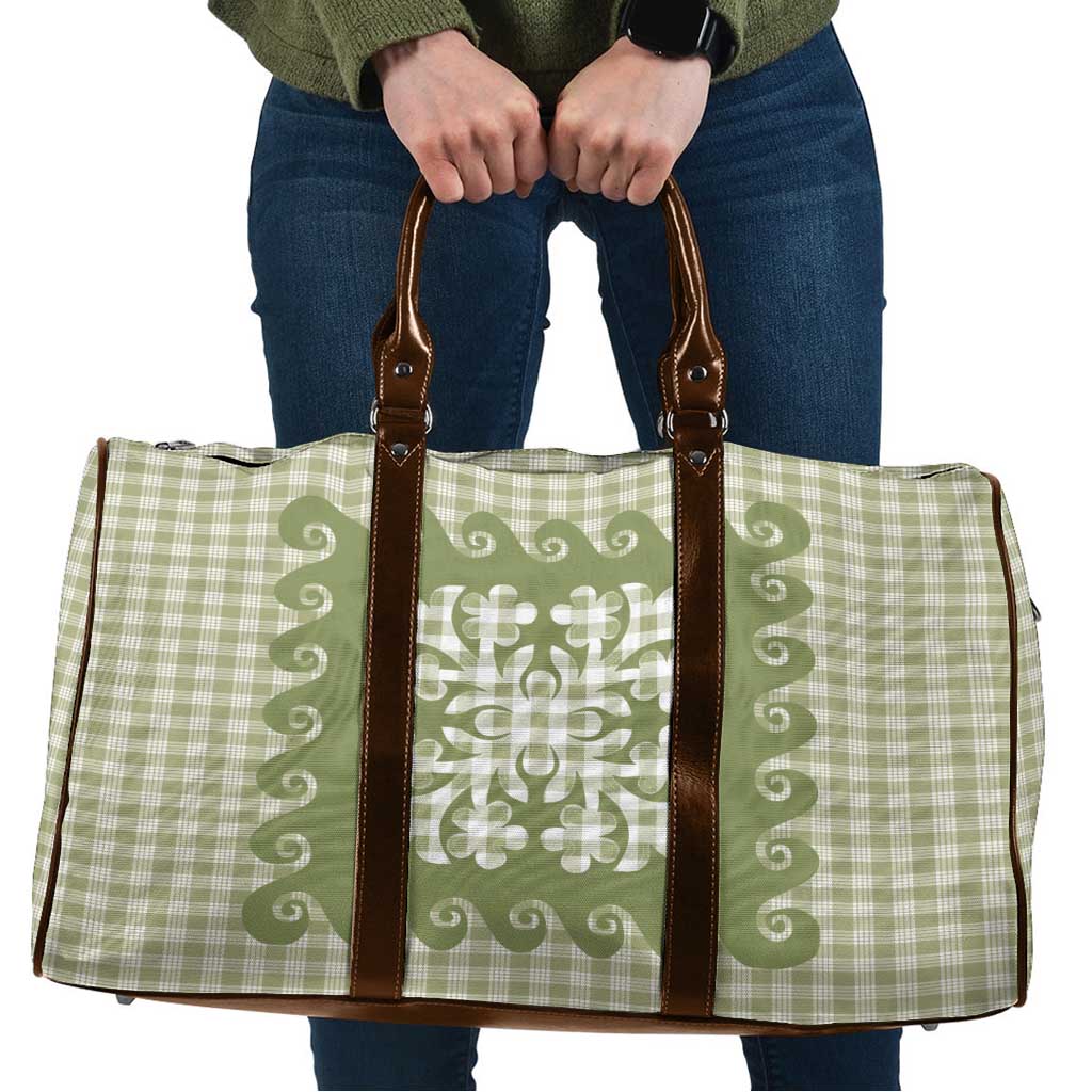 Green Ulu Palaka Quilt Pattern Travel Bag Hawaii Culture Breadfruit LT9 Green - Polynesian Pride