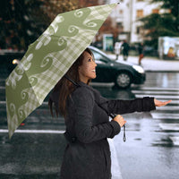 Green Ulu Palaka Quilt Pattern Umbrella Hawaii Culture Breadfruit LT9 - Polynesian Pride
