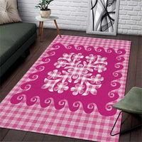 Pink Ulu Palaka Quilt Pattern Area Rug Hawaii Culture Breadfruit LT9 Pink - Polynesian Pride
