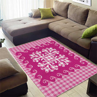 Pink Ulu Palaka Quilt Pattern Area Rug Hawaii Culture Breadfruit LT9 - Polynesian Pride
