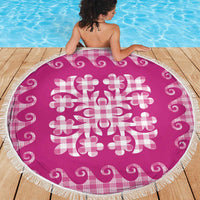 Pink Ulu Palaka Quilt Pattern Beach Blanket Hawaii Culture Breadfruit LT9 - Polynesian Pride