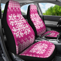 Pink Ulu Palaka Quilt Pattern Car Seat Cover Hawaii Culture Breadfruit LT9 - Polynesian Pride
