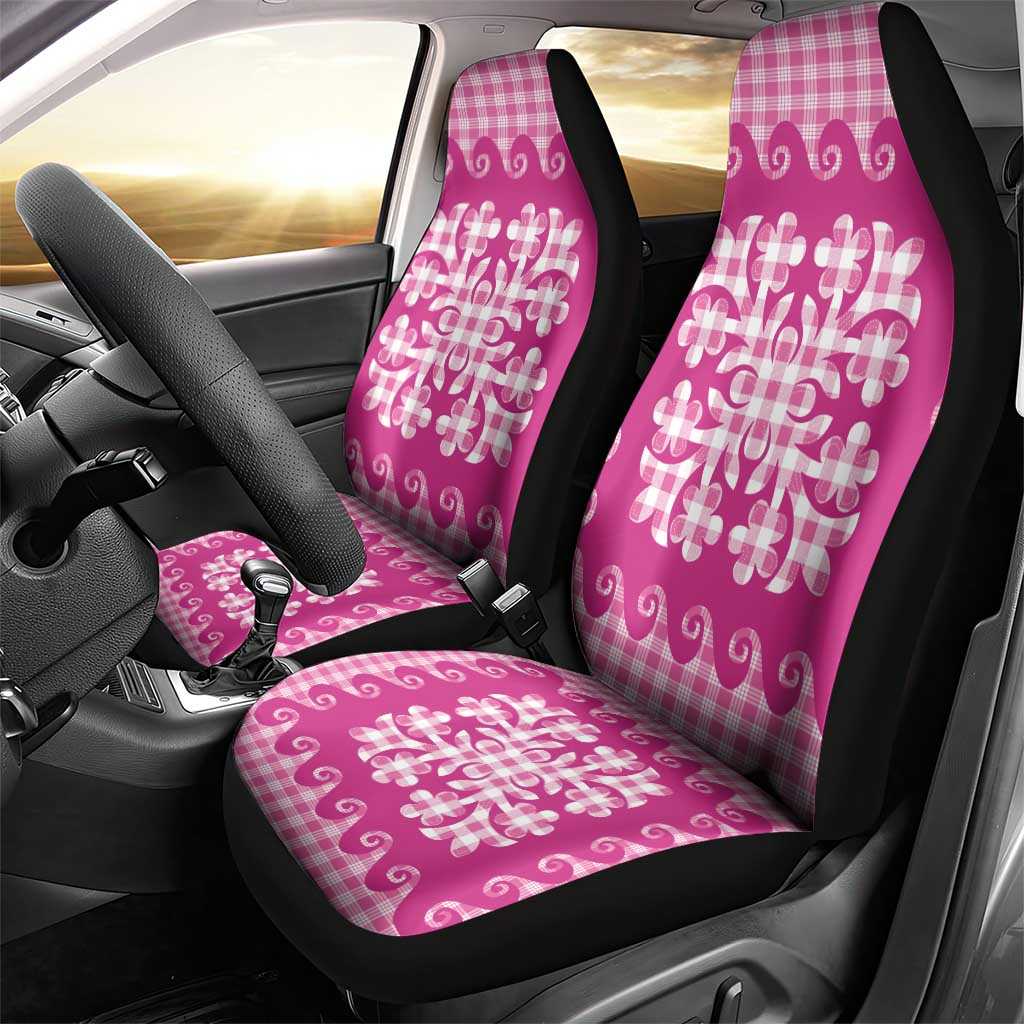 Pink Ulu Palaka Quilt Pattern Car Seat Cover Hawaii Culture Breadfruit LT9 - Polynesian Pride