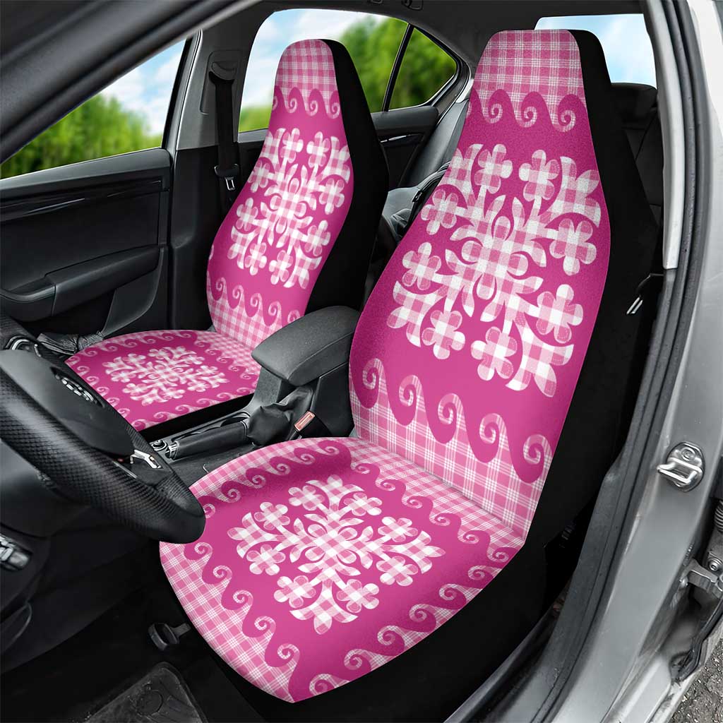 Pink Ulu Palaka Quilt Pattern Car Seat Cover Hawaii Culture Breadfruit LT9 - Polynesian Pride