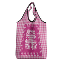 Pink Ulu Palaka Quilt Pattern Grocery Bag Hawaii Culture Breadfruit LT9 - Polynesian Pride