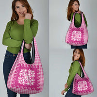 Pink Ulu Palaka Quilt Pattern Grocery Bag Hawaii Culture Breadfruit LT9 - Polynesian Pride