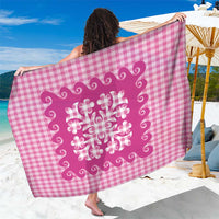 Pink Ulu Palaka Quilt Pattern Sarong Hawaii Culture Breadfruit LT9 One Size 44 x 66 inches Pink - Polynesian Pride
