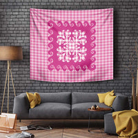 Pink Ulu Palaka Quilt Pattern Tapestry Hawaii Culture Breadfruit LT9 Pink - Polynesian Pride