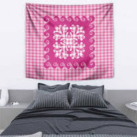 Pink Ulu Palaka Quilt Pattern Tapestry Hawaii Culture Breadfruit LT9 - Polynesian Pride