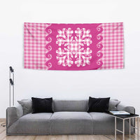 Pink Ulu Palaka Quilt Pattern Tapestry Hawaii Culture Breadfruit LT9 - Polynesian Pride