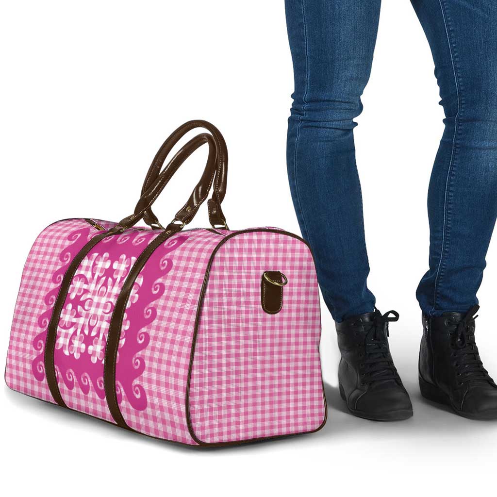 Pink Ulu Palaka Quilt Pattern Travel Bag Hawaii Culture Breadfruit LT9 - Polynesian Pride