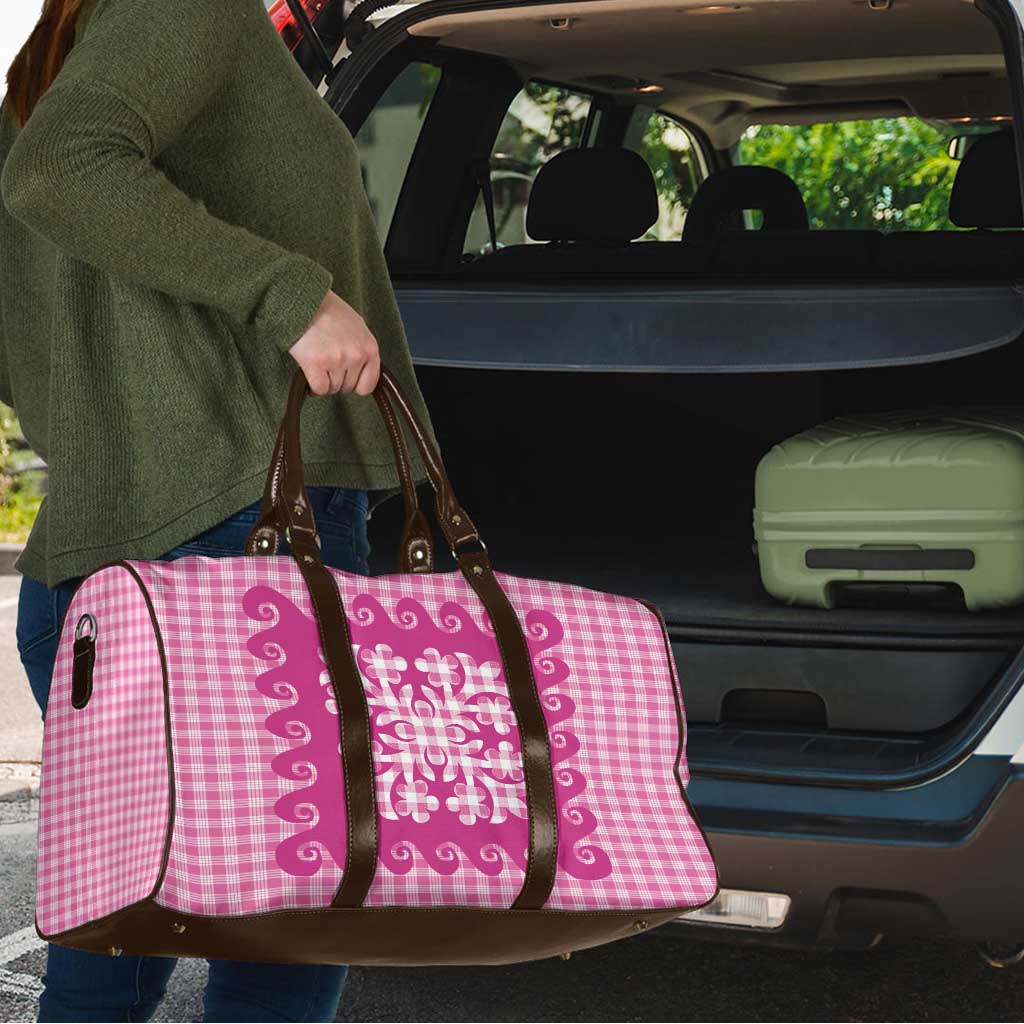 Pink Ulu Palaka Quilt Pattern Travel Bag Hawaii Culture Breadfruit LT9 - Polynesian Pride