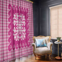 Pink Ulu Palaka Quilt Pattern Window Curtain Hawaii Culture Breadfruit LT9 - Polynesian Pride