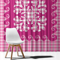 Pink Ulu Palaka Quilt Pattern Window Curtain Hawaii Culture Breadfruit LT9 - Polynesian Pride