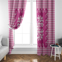 Pink Ulu Palaka Quilt Pattern Window Curtain Hawaii Culture Breadfruit LT9 - Polynesian Pride