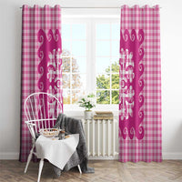 Pink Ulu Palaka Quilt Pattern Window Curtain Hawaii Culture Breadfruit LT9 - Polynesian Pride