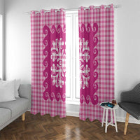 Pink Ulu Palaka Quilt Pattern Window Curtain Hawaii Culture Breadfruit LT9 With Grommets Pink - Polynesian Pride