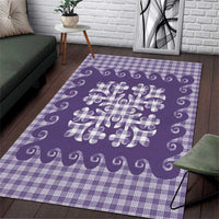 Purple Ulu Palaka Quilt Pattern Area Rug Hawaii Culture Breadfruit LT9 Purple - Polynesian Pride