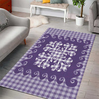 Purple Ulu Palaka Quilt Pattern Area Rug Hawaii Culture Breadfruit LT9 - Polynesian Pride