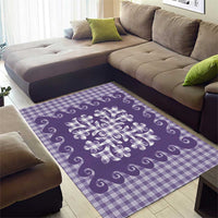 Purple Ulu Palaka Quilt Pattern Area Rug Hawaii Culture Breadfruit LT9 - Polynesian Pride