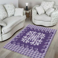 Purple Ulu Palaka Quilt Pattern Area Rug Hawaii Culture Breadfruit LT9 - Polynesian Pride