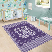Purple Ulu Palaka Quilt Pattern Area Rug Hawaii Culture Breadfruit LT9 - Polynesian Pride