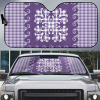 Purple Ulu Palaka Quilt Pattern Auto Sun Shade Hawaii Culture Breadfruit LT9 Purple - Polynesian Pride