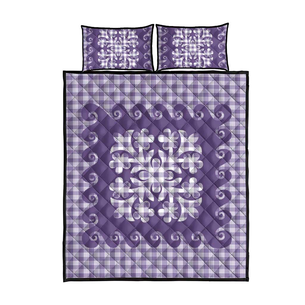 Purple Ulu Palaka Quilt Pattern Quilt Bed Set Hawaii Culture Breadfruit LT9 - Polynesian Pride
