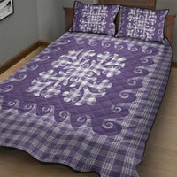 Purple Ulu Palaka Quilt Pattern Quilt Bed Set Hawaii Culture Breadfruit LT9 - Polynesian Pride