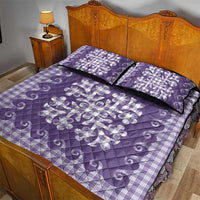 Purple Ulu Palaka Quilt Pattern Quilt Bed Set Hawaii Culture Breadfruit LT9 - Polynesian Pride