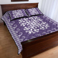 Purple Ulu Palaka Quilt Pattern Quilt Bed Set Hawaii Culture Breadfruit LT9 - Polynesian Pride
