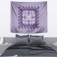 Purple Ulu Palaka Quilt Pattern Tapestry Hawaii Culture Breadfruit LT9 - Polynesian Pride