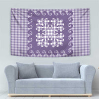 Purple Ulu Palaka Quilt Pattern Tapestry Hawaii Culture Breadfruit LT9 - Polynesian Pride