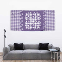 Purple Ulu Palaka Quilt Pattern Tapestry Hawaii Culture Breadfruit LT9 - Polynesian Pride
