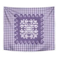 Purple Ulu Palaka Quilt Pattern Tapestry Hawaii Culture Breadfruit LT9 - Polynesian Pride